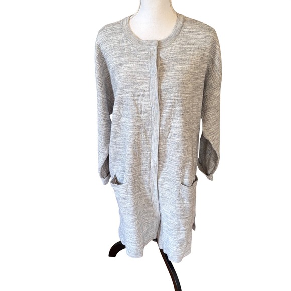 Pure Jill Sweaters - J Jill Gray Open Front Long Cardigan Sweater Duster XL Minimalist Cotton